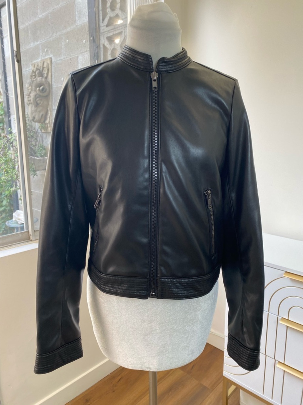 Bailey 44 NWT IRR Phoenix Black Vegan Leather Racer Jacket, Size M - Picture 2 of 11